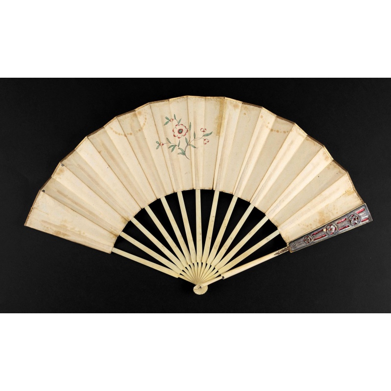 A folding fan showing a nautical festival, ca. 1770.