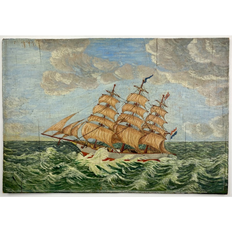 Painting made by a sailor, signed W. Welman.